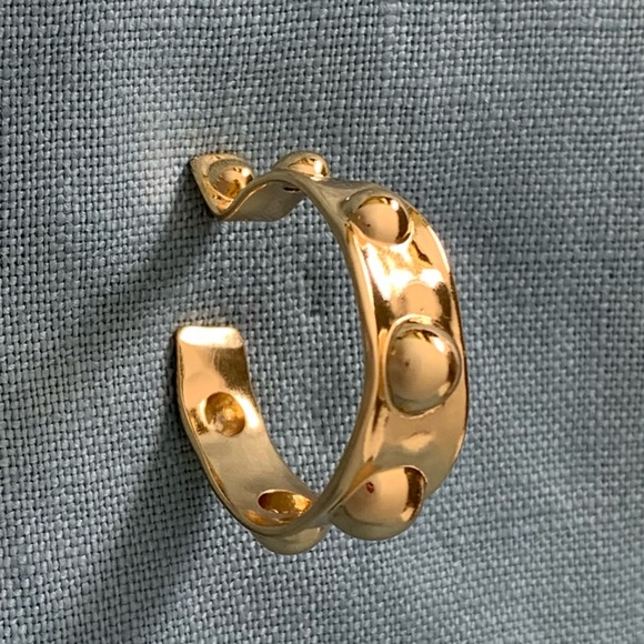 ALEXIS BITTAR • Large Gold Molten Metal Dot Pavé Crystal Studded Hoop Earrings - Picture 12 of 12